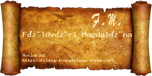 Földvári Magdaléna névjegykártya